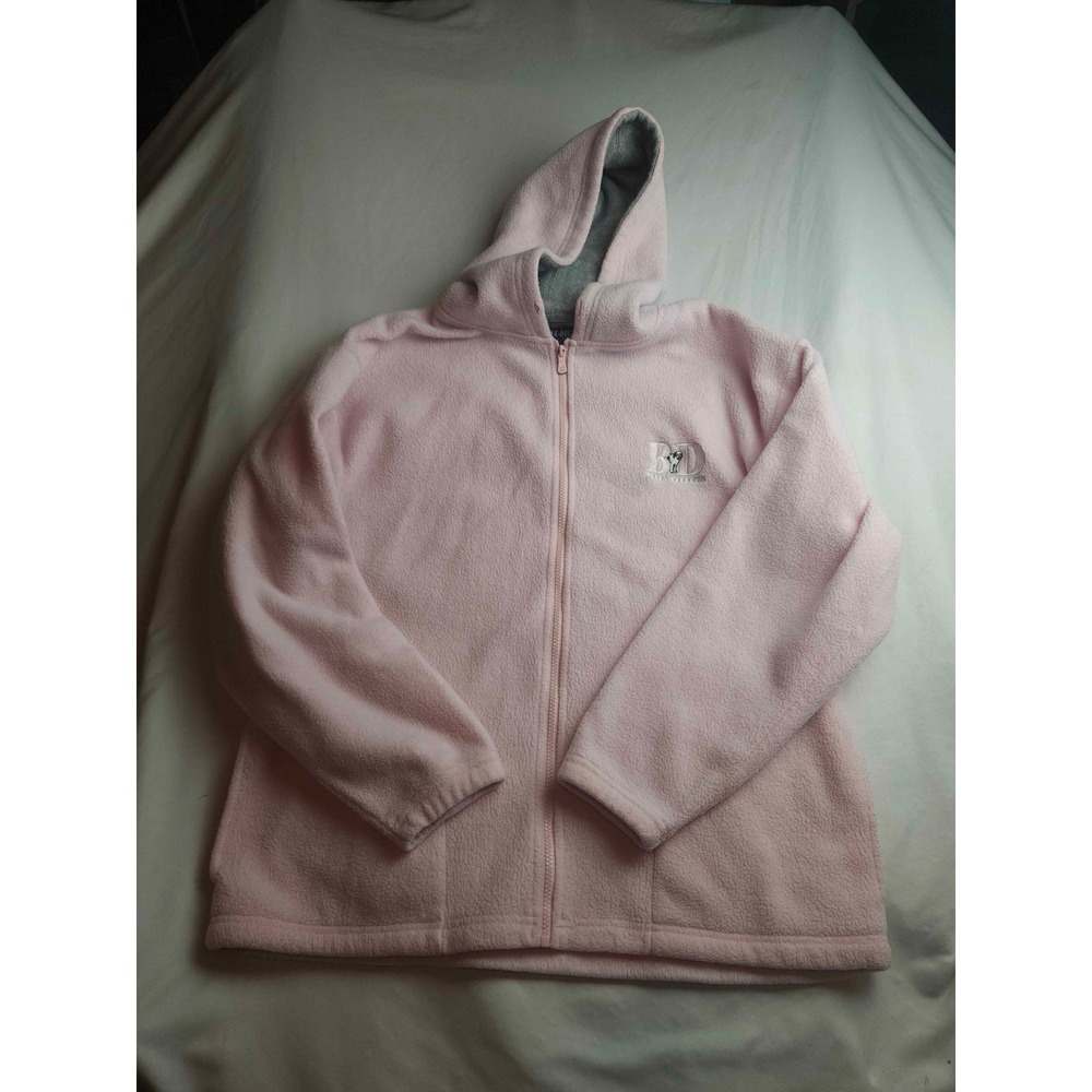 Big Dogs Polar Dogs Pink Fleece Full Zip Hoodie Jacket Womens Small BD Logo